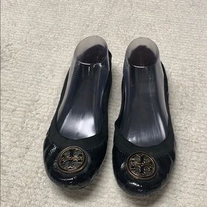 Tory Burch Caroline Black Patent Leather Flats